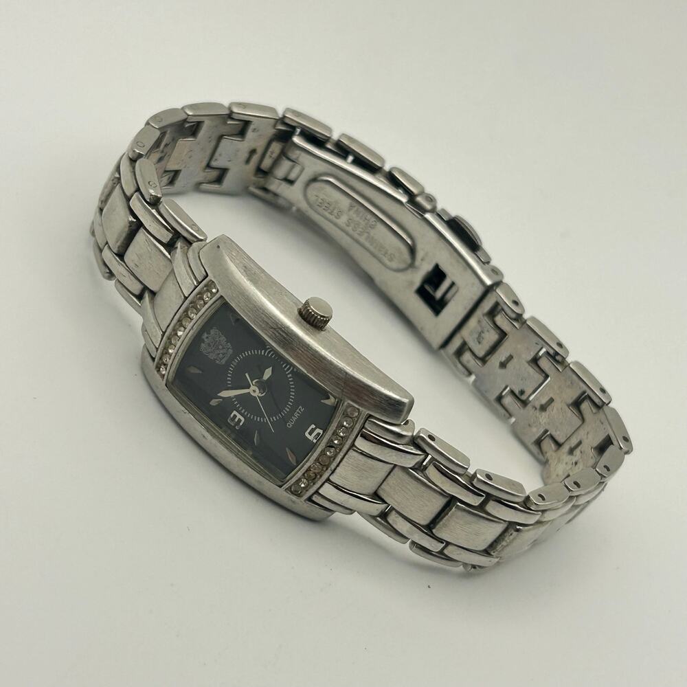 Paolo Gucci Silver-tone Rectangular Case St. Steel Women’s Watch New Battery - Picture 4 of 8